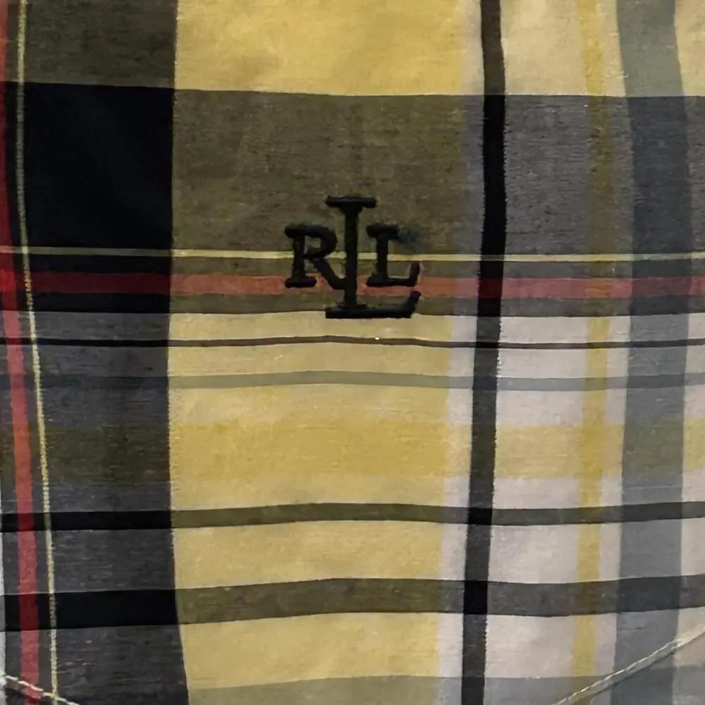 Lauren Ralph Lauren Yellow Plaid Button Up Long Sleeve Shirt Size 2P Preppy